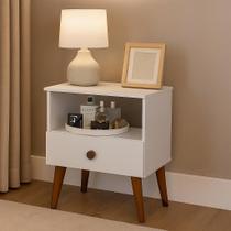 Mesa de Cabeceira Pérola Pés Palito Cor Branco