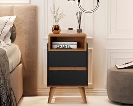 Mesa de Cabeceira Pés Palito 2 Gavetas Verona Preto / Nature - Comprar Moveis para sua Casa Mesa de Cabeceira Pés Palito 2 Gavetas Verona Preto / Nature - Comprar Moveis para sua Casa