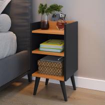 Mesa de Cabeceira Pés Palito estilo retrô Max cor Preto / Nature - Comprar Móveis em Casa Mesa de Cabeceira Pés Palito estilo retrô Max cor Preto / Nature - Comprar Móveis em Casa