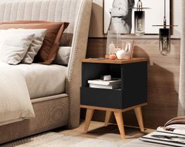 Mesa de Cabeceira Pés Palito Pilipes Preto / Nature - Comprar Moveis em Casa Mesa de Cabeceira Pés Palito Pilipes Preto / Nature - Comprar Moveis em Casa