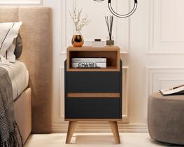 Mesa de Cabeceira Pés Palito Venezza Preto / Nature - Comprar Moveis em Casa