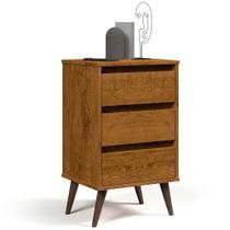 Mesa de Cabeceira Pés Retrô 3 Gavetas 43cm Wood Freijó - EJ Móveis