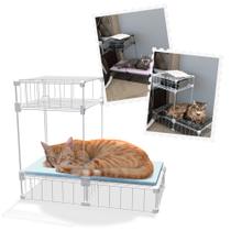 Mesa de Cabeceira Pet Aramada 30x50x60 Cm com Cama para Gato ou Cachorro Pequeno Porte e Colchonete Soft