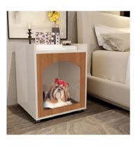 Mesa de Cabeceira Pet Cães ou Gatos (Off-White/Freijó)