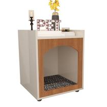 Mesa de Cabeceira Pet Quarto Casinha de Cachorro/Gato Off White Freijo Decora Móveis