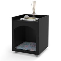 Mesa de Cabeceira Pet Quarto Casinha de Cachorro/Gato Preto Fosco Decora Móveis Online
