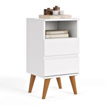 Mesa de cabeceira Pop Com 2 Gavetas Nicho e Pés Palito Mesa de cabeceira Pop Com 2 Gavetas Nicho e Pés Palito