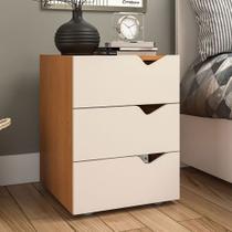 Mesa de Cabeceira Porto 3 Gavetas Creme/Freijó - Politorno Mesa de Cabeceira Porto 3 Gavetas Creme/Freijó - Politorno