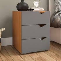 Mesa de Cabeceira Porto 3 Gavetas Porto Cinza/Freijó - Politorno Mesa de Cabeceira Porto 3 Gavetas Porto Cinza/Freijó - Politorno