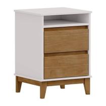 Mesa de Cabeceira Prata 2 Gavetas Nicho Off White - Freijó Mesa de Cabeceira Prata 2 Gavetas Nicho Off White - Freijó