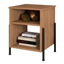 Mesa De Cabeceira Prateleiras Nichos Mdp Pés Aço Valentina New Preto / Demolição