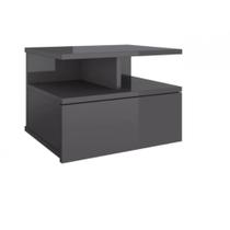 Mesa De Cabeceira Prateoleira Flutuante 1 Gaveta Preto Em Mdf F031