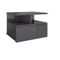 Mesa de Cabeceira Prateoleira Flutuante 1 gaveta Preto Em MDF