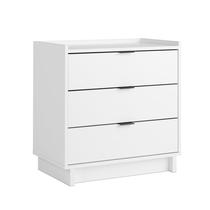 Mesa de cabeceira Prepac Simply Modern White com 3 gavetas