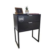 Mesa De Cabeceira Preta Eco Industrial 50cm 2 Gavetas MDF Base Ferro Quarto Lateral Cama Já Montado Mesa De Cabeceira Preta Eco Industrial 50cm 2 Gavetas MDF Base Ferro Quarto Lateral Cama Já Montado
