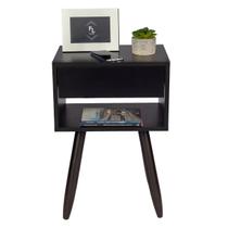 Mesa de Cabeceira Preto Retro 60cm de Altura Pés Marrom Escuro - Enviamos Montada Mesa de Cabeceira Preto Retro 60cm de Altura Pés Marrom Escuro - Enviamos Montada