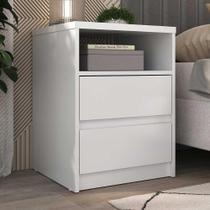 Mesa de Cabeceira Quarto 45cm c/ 2 Gavetas e Nicho 100% MDF