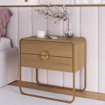 Mesa de Cabeceira Quarto 60cm 2 Gavetas Mario Hanover/Dourado A10 - Mpozenato