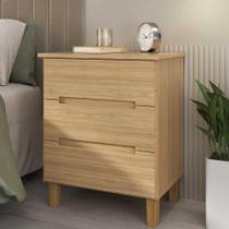Mesa de Cabeceira Quarto 62cm com 3 Gavetas e Pés 100% MDF