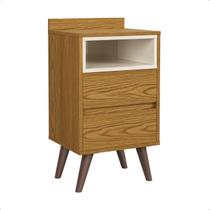 Mesa de Cabeceira Quarto Apoio Lateral Cama Box Casal Estilo Decoração Retrô Álamo 2 Gavetas