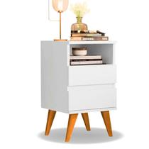 Mesa de Cabeceira Quarto Apoio Lateral Cama Box Casal Estilo Decoração Retrô Pop 2 Gavetas - Branco/Nature Mesa de Cabeceira Quarto Apoio Lateral Cama Box Casal Estilo Decoração Retrô Pop 2 Gavetas - Branco/Nature