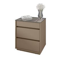 Mesa de Cabeceira Quarto Belize 3 Gavetas e Tampo de Vidro Mesa de Cabeceira Quarto Belize 3 Gavetas e Tampo de Vidro