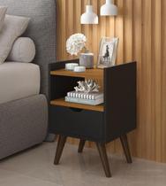 Mesa De Cabeceira Quarto Casal Solteiro Alice 1 Gaveta - Preto