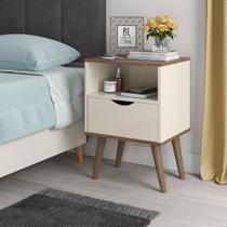 Mesa de Cabeceira Quarto Criado Retrô 1 Gaveta Pés Palito Grecia Barboza Moveis