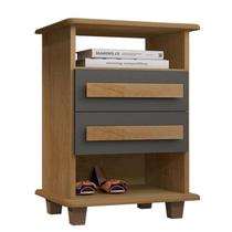 Mesa de Cabeceira Quarto Escritório 2 Gavetas Turim RV Móveis Cinamomo/Grafite