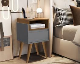 Mesa de Cabeceira Quarto Evelyn com 1 Gaveta Pés Palito em Madeira - Cores - JM Mais móveis Mesa de Cabeceira Quarto Evelyn com 1 Gaveta Pés Palito em Madeira - Cores - JM Mais móveis