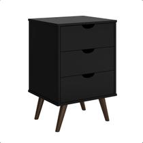 Mesa de Cabeceira Quarto Luxo 3 Gavetas Reteô Cor Preto - PRADO MOVEIS Mesa de Cabeceira Quarto Luxo 3 Gavetas Reteô Cor Preto - PRADO MOVEIS