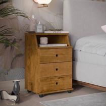 Mesa de cabeceira Quarto luxo com 3 gavetas e nicho Freijó