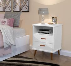 Mesa de Cabeceira Quarto Mesinha Apoio Lateral Cama Box Casal Estilo Decoração Retrô Itália 2 Gavetas Branco Mesa de Cabeceira Quarto Mesinha Apoio Lateral Cama Box Casal Estilo Decoração Retrô Itália 2 Gavetas Branco