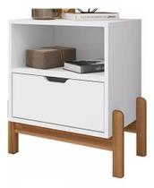 Mesa De Cabeceira Quarto Mini Cômoda Antares 1 Gaveta e 1 Nicho - Branco Mesa De Cabeceira Quarto Mini Cômoda Antares 1 Gaveta e 1 Nicho - Branco