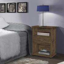 Mesa de Cabeceira Quarto Otto 1 Gaveta Amendoa Wood
