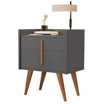 Mesa De Cabeceira Quarto Retrô Decorativa Canto Lateral - Davi Cinza GB Plus