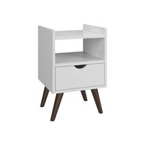 Mesa De Cabeceira Quarto Retrô Pés Palito Com Nicho e 1 Gaveta Classic Decor Cores G2 Plus
