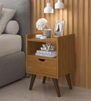 Mesa De Cabeceira Quarto Solteiro Alice 1 Gaveta - Freijó