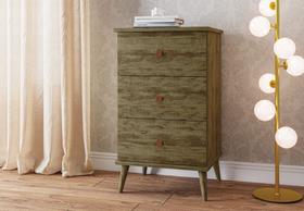 Mesa de Cabeceira Ravi com pés palito 3 gavetas - Várias Cores