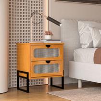 Mesa de Cabeceira Reforçada e Elegante Titanium com Acabamento em Telinha 45cm - Nature / Preto