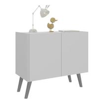 Mesa De Cabeceira Retrô 2 Portas Multimóveis Mp4133 Branca/cinza Branco/cinza