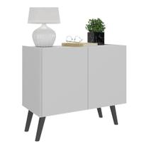 Mesa De Cabeceira Retrô 2 Portas Multimóveis Mp4133 Branca/preta Branco/preto Mesa De Cabeceira Retrô 2 Portas Multimóveis Mp4133 Branca/preta Branco/preto