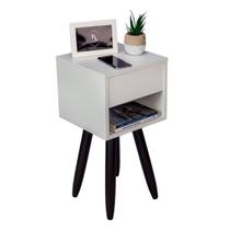 Mesa De Cabeceira Retro 30cm Pé Palito Marrom Escruo Envio Montada Mesa De Cabeceira Retro 30cm Pé Palito Marrom Escruo Envio Montada