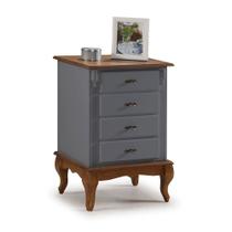 Mesa de Cabeceira Retrô 4 Gavetas Pés Luiz XV 60404 Linz Móveis Cinza/Imbuia Glazer