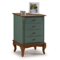 Mesa de Cabeceira Retrô 4 Gavetas Pés Luiz XV 60404 Linz Móveis Verde Musgo/Imbuia Glazer Mesa de Cabeceira Retrô 4 Gavetas Pés Luiz XV 60404 Linz Móveis Verde Musgo/Imbuia Glazer