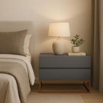 Mesa De Cabeceira Retrô Alto Padrão Com 2 Gavetas Base Cobre Mesa De Cabeceira Retrô Alto Padrão Com 2 Gavetas Base Cobre