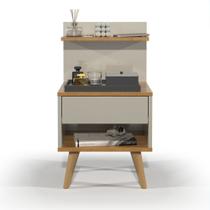 Mesa de Cabeceira Retrô com Gaveta Prateleira e Nicho Sleep Mesa de Cabeceira Retrô com Gaveta Prateleira e Nicho Sleep