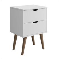 Mesa De Cabeceira Retrô Com Puxador Novo Design Madri - Branco Mesa De Cabeceira Retrô Com Puxador Novo Design Madri - Branco