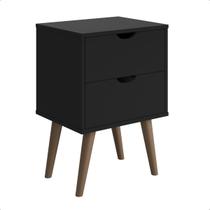 Mesa De Cabeceira Retrô Com Puxador Novo Design Madri - Preto