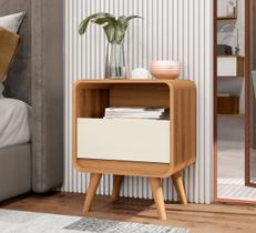 Mesa de Cabeceira Retrô Compacta 1 Gaveta 1 Nicho Potenza Móveis Mesa de Cabeceira Retrô Compacta 1 Gaveta 1 Nicho Potenza Móveis